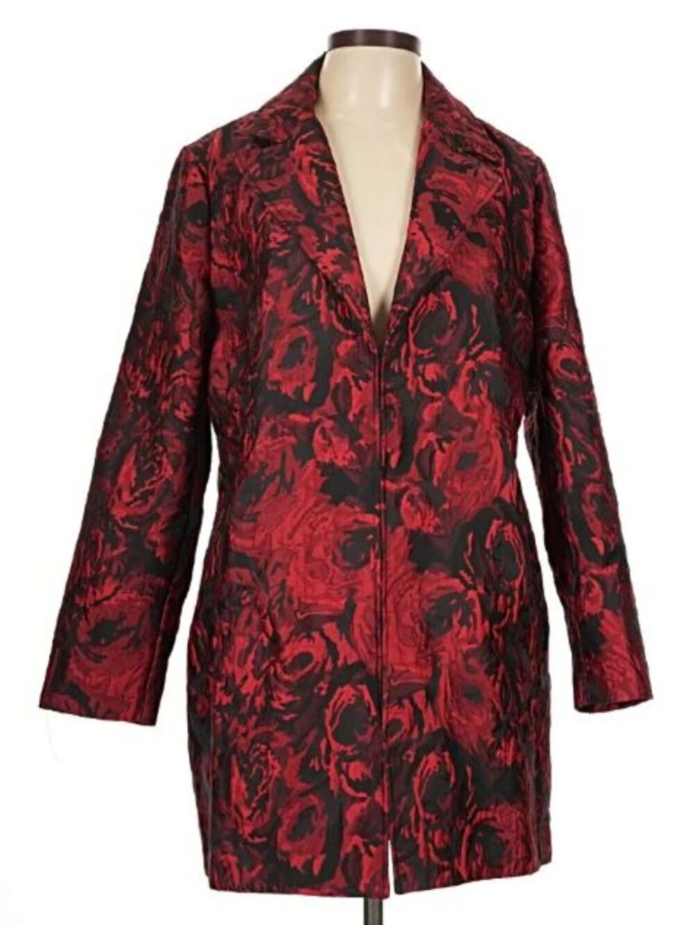 Chico's Red Poppy Paisley Jacket Topper size 2 US L 12